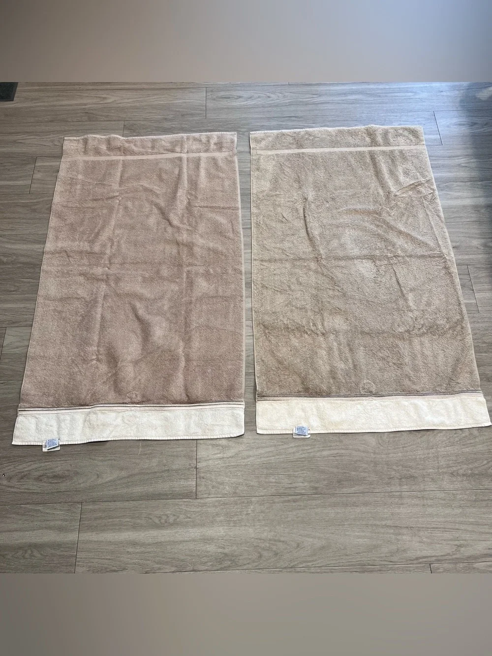 Vintage Fieldcrest Royal Velvet Bath Towels Set of 2 Taupe 100% Cotton USA